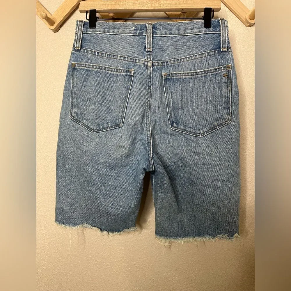 Madewell High-Rise Long Denim Shorts in Hedrick Wash Sz 25